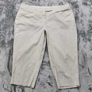 Fashion Bug Pants Womens 24 Beige Brown Striped Crop Capri Stretch Office Casual